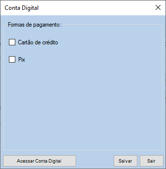 Conta Digital - ConfiguraçõesConfigurações