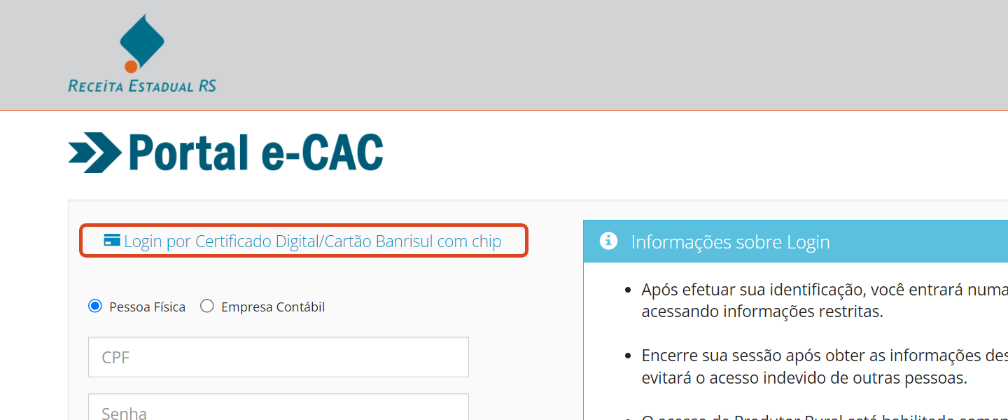 Portal e-CAC Login